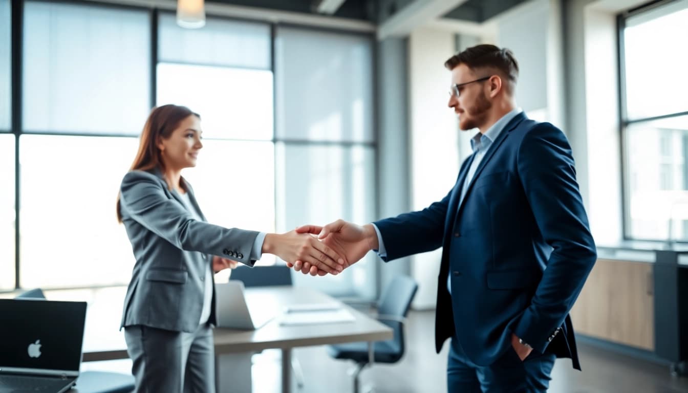 Headhunter Ingenieure im Gespräch mit einem Kandidaten, symbolisiert professionelle Zusammenarbeit.