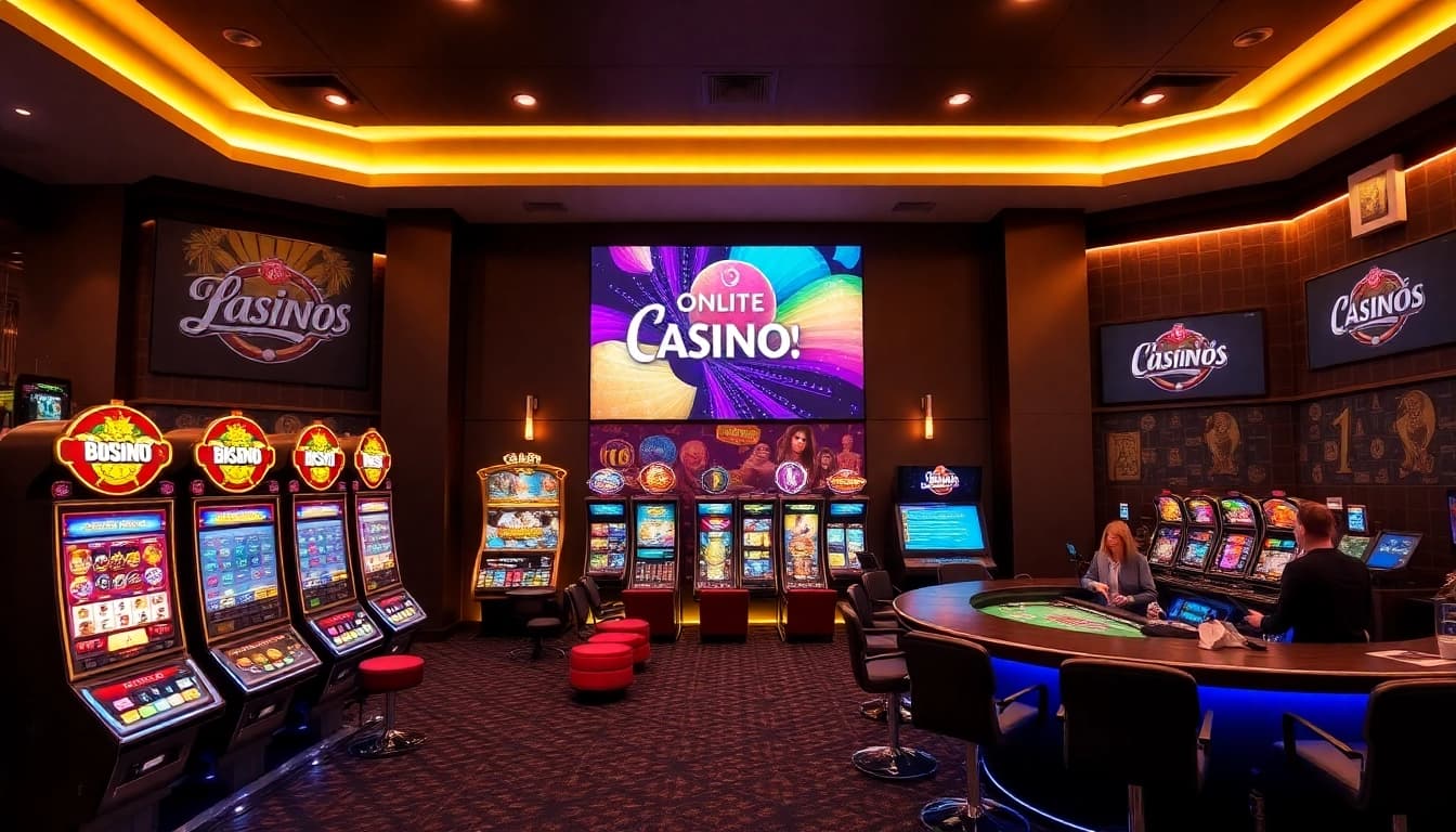 Spiele online casinos ohne deutsche lizenz in einem aufregenden Ambiente mit bunten Spielautomaten und Live-Dealern.