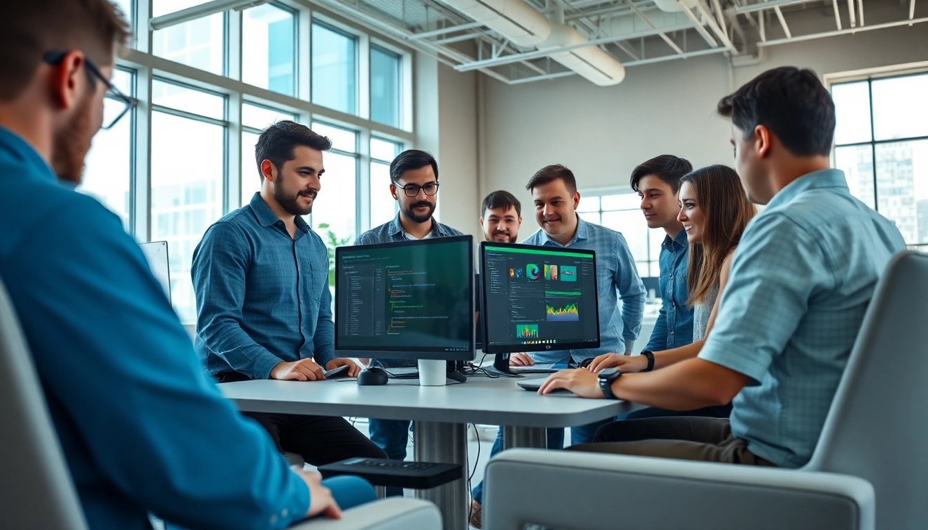 Shopware Entwickler arbeiten gemeinsam in einem modernen Büro.