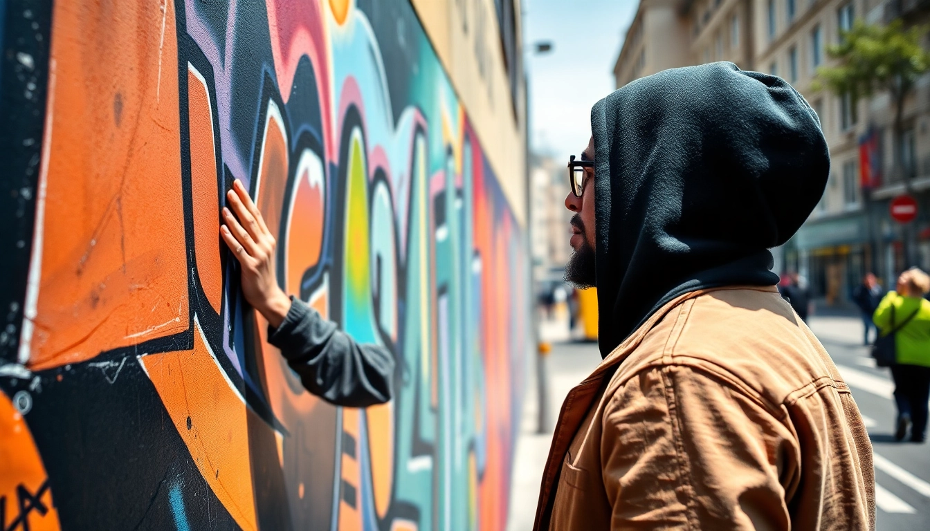 Graffiti Düsseldorf: Kreativer Graffiti-Künstler arbeitet an einem beeindruckenden Mural in urbaner Umgebung.