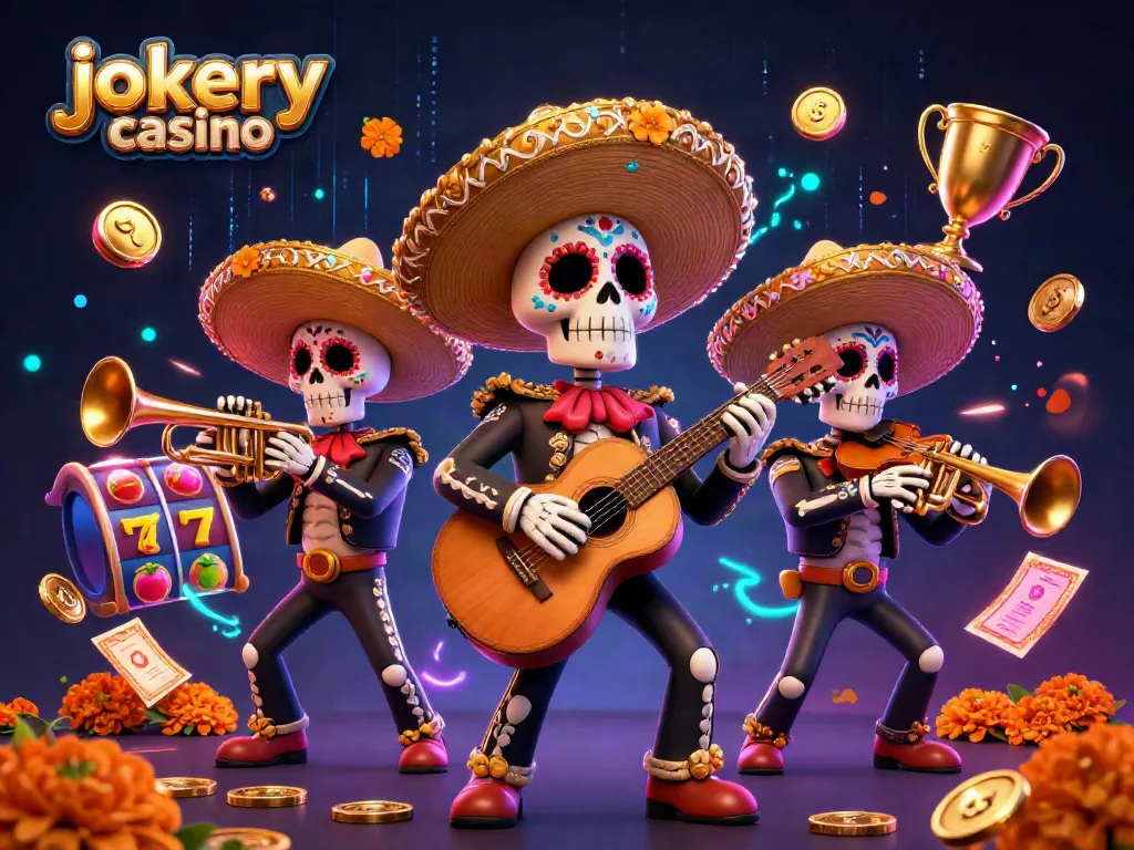 Experience the thrill of jokery casino with vibrant 3D elements and a lively mariachi band.