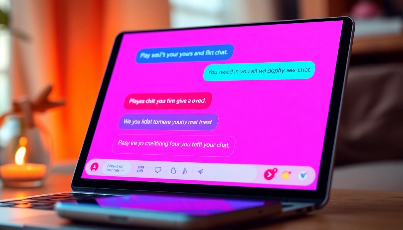 Engaging sex chat interface with playful messages and warm colors for adults.