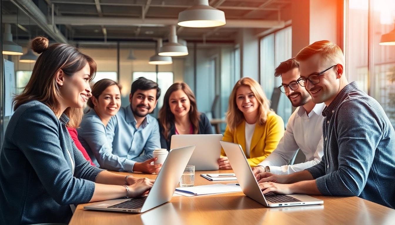 Professionelle Vertriebsspezialisten finden in einem modernen Büro, die im Team arbeiten und Verkaufsstrategien entwickeln.