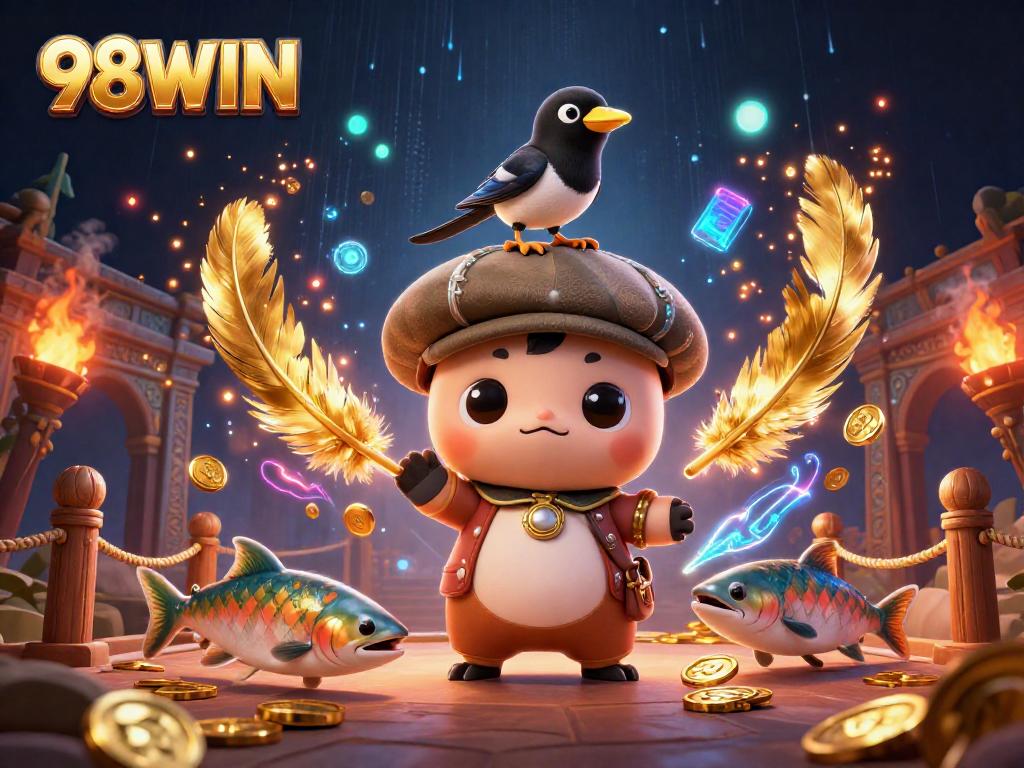 Engage with 98WIN's vibrant casino universe featuring Nessie and friends amidst rich game elements.