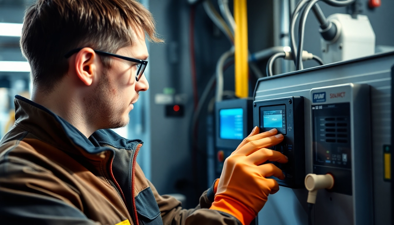 Techniker führt Prüfservice für elektrische Geräte durch und gewährleistet Sicherheit.