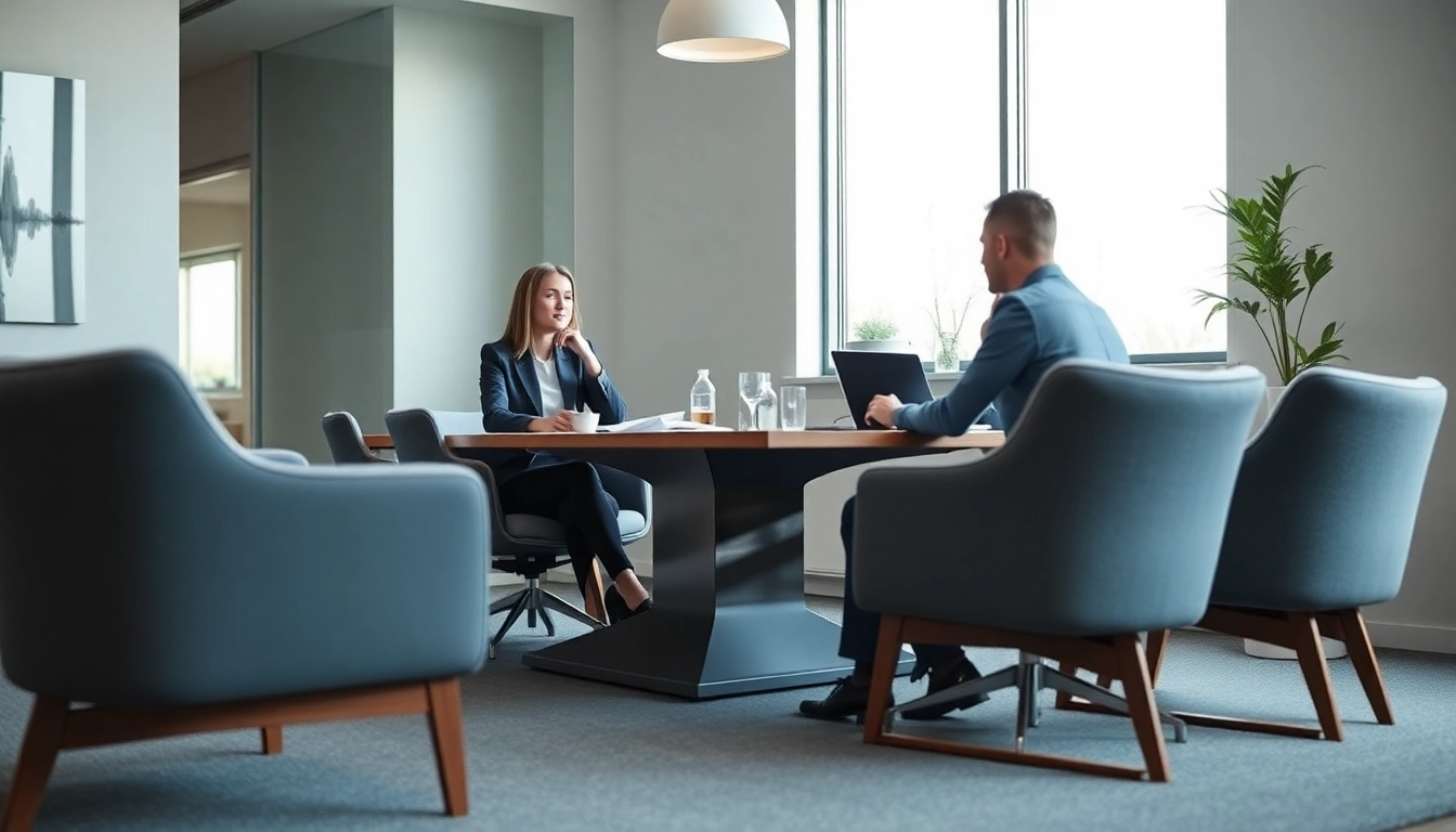Headhunter Wiesbaden conducting an interview in a professional office setting.