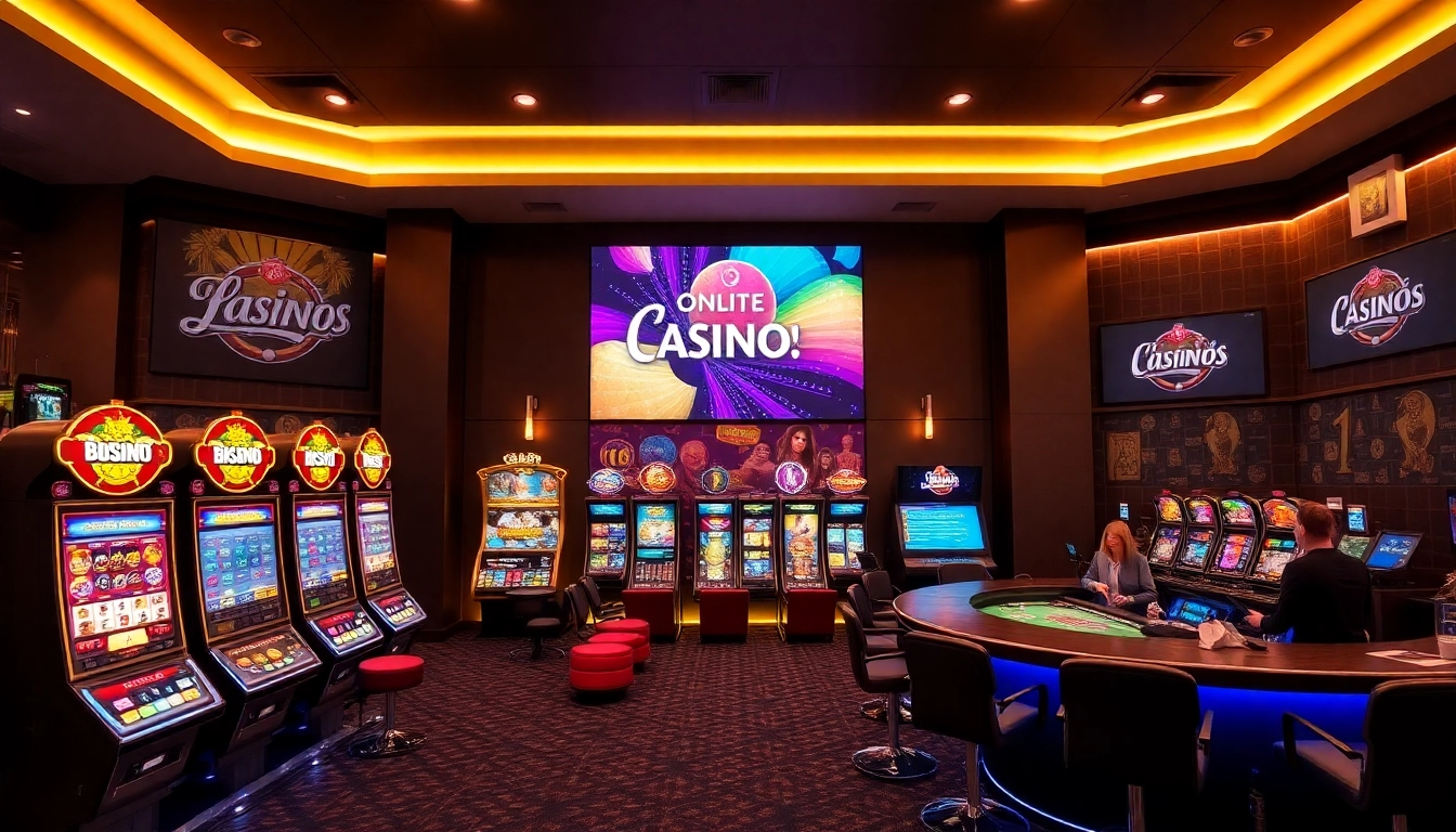 Spiele online casinos ohne deutsche lizenz in einem aufregenden Ambiente mit bunten Spielautomaten und Live-Dealern.