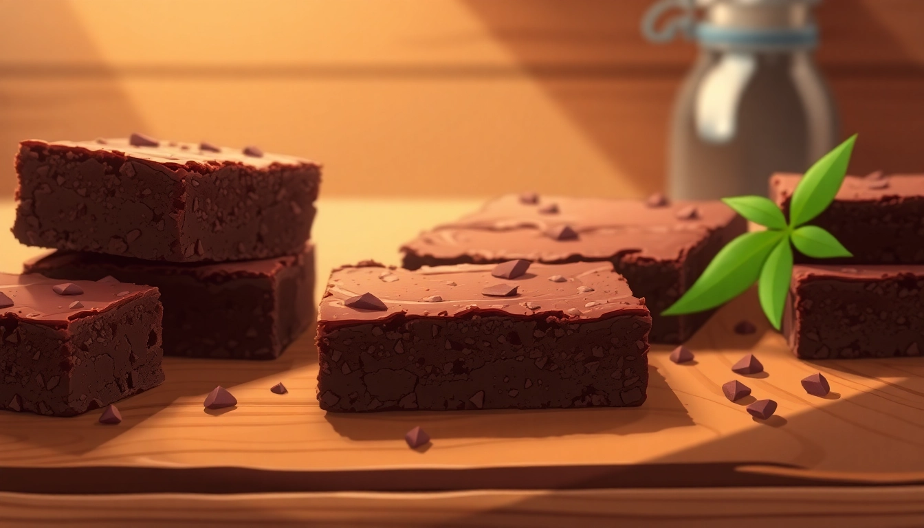 Indulge in fresh thc brownies, showcasing a fudgy texture and rich chocolate color for a delicious treat.