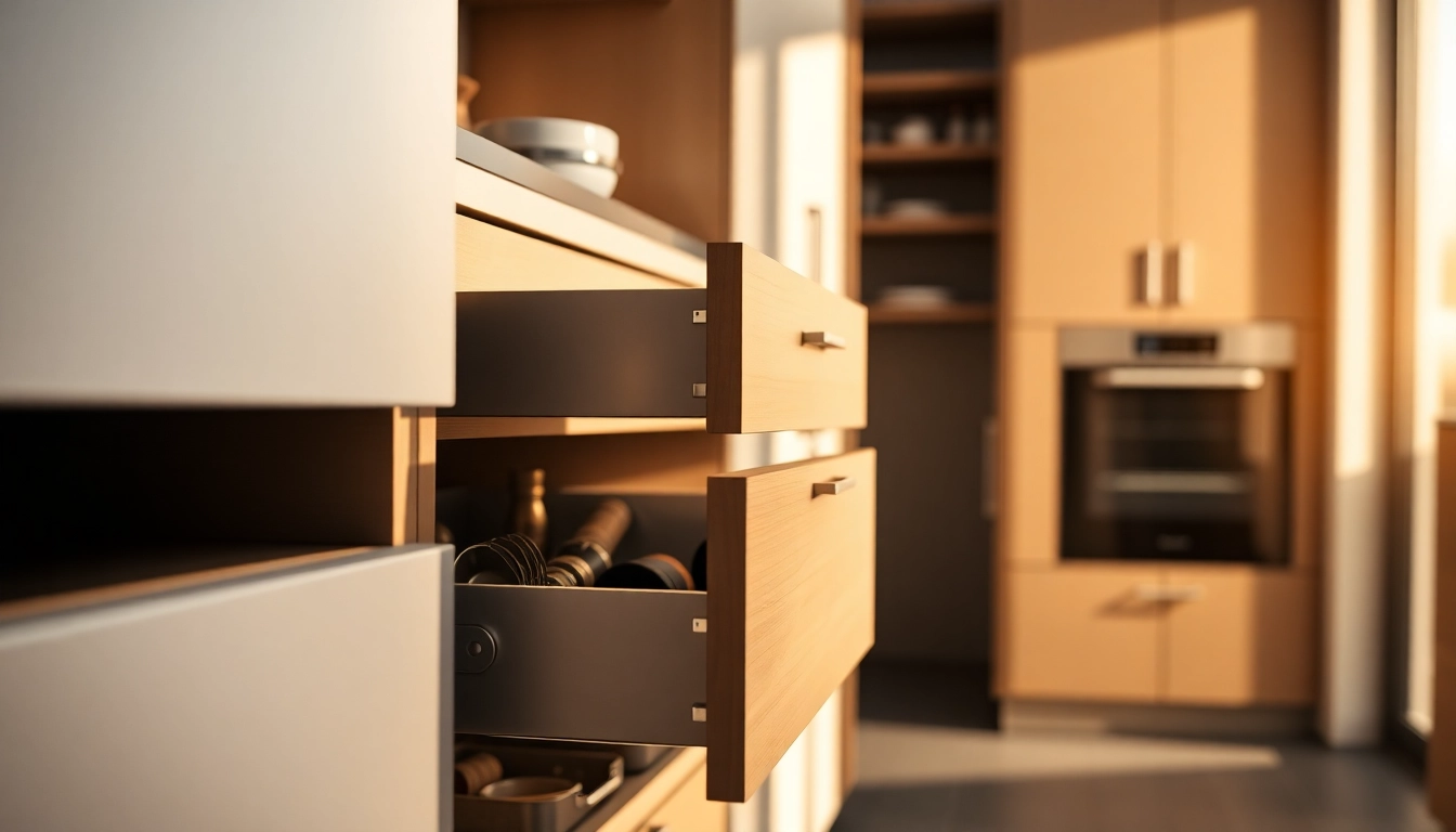 Double Wall Drawer System in a modern kitchen showcasing its organized features and sleek design.