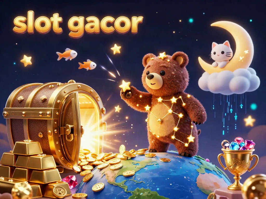 Experience thrilling wins with slot gacor as the constellation bear scoops coins from Earth, surrounded by treasure.