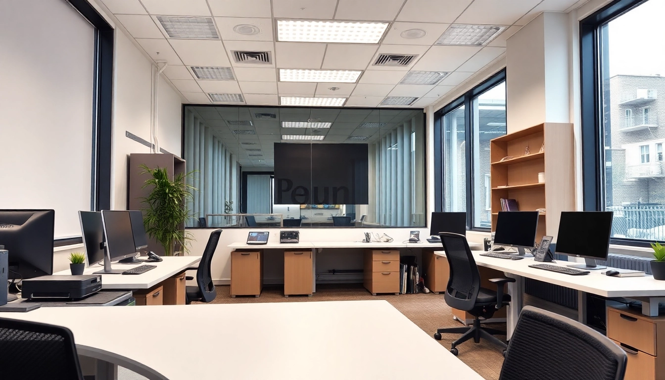 Prüfung elektrischer Geräte zur DGUV V3 Prüfung in einem modernen Büro mit sicherem Arbeitsumfeld.