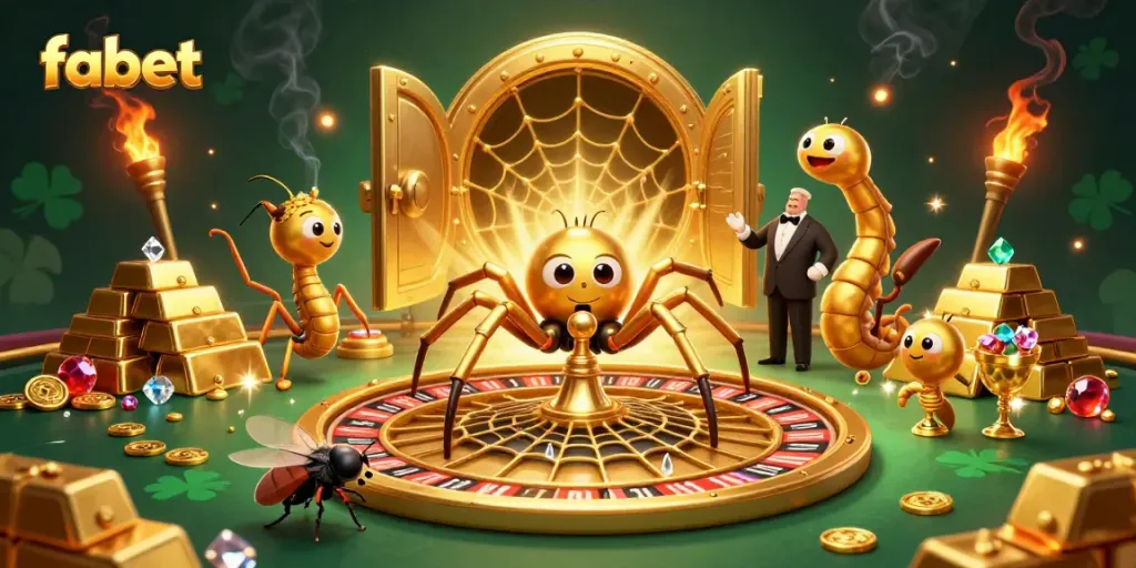 Experience thrill and excitement with fabet as a fly places bets in a vibrant casino scene.