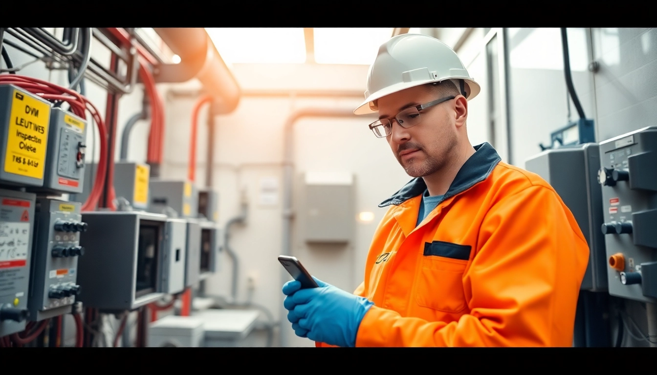 Technician performing DGUV V3 Prüfung to ensure electrical safety standards are met.